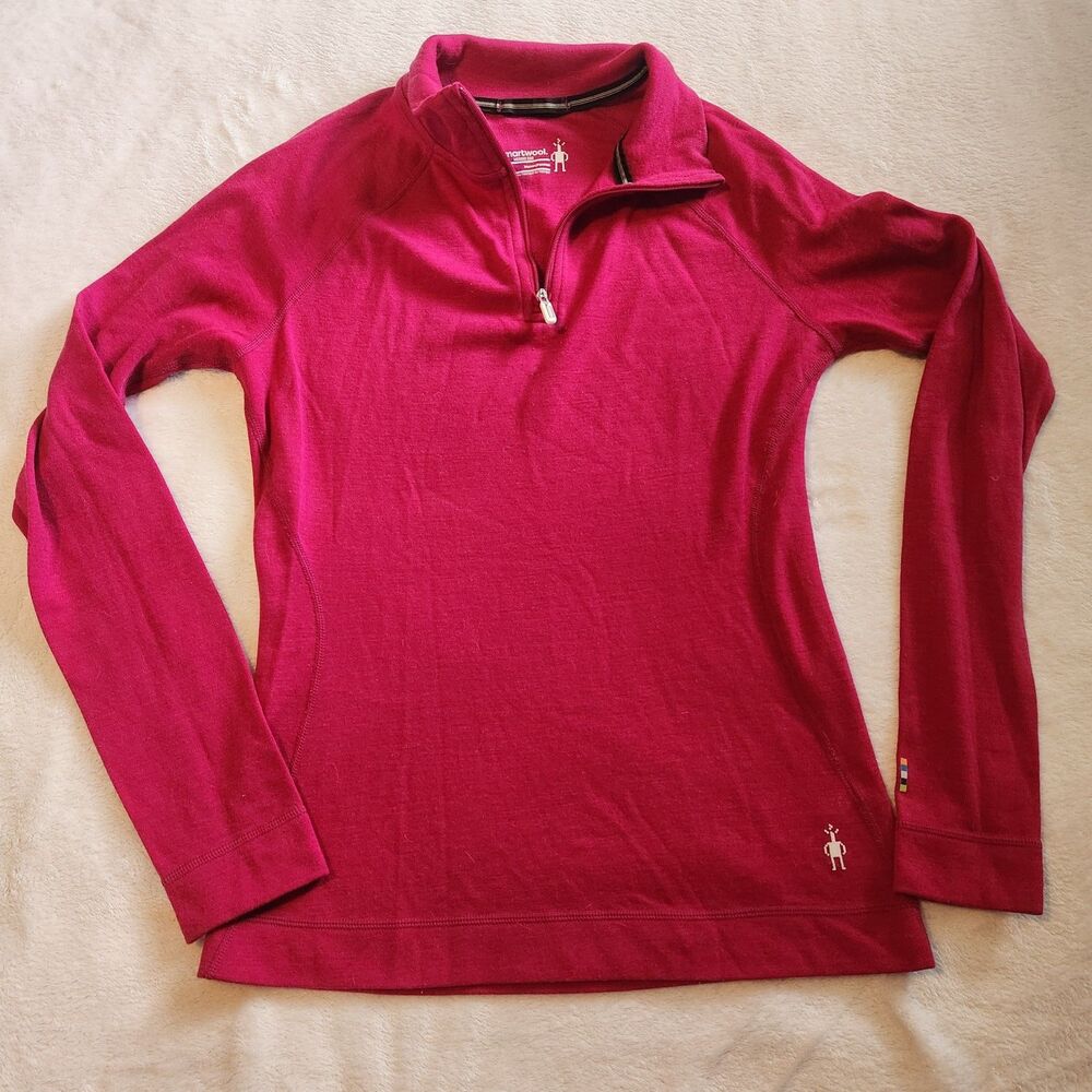Smartwool Womens Small S 100% Merino Wool 1/4 Zip Thermal Base Layer Top EUC